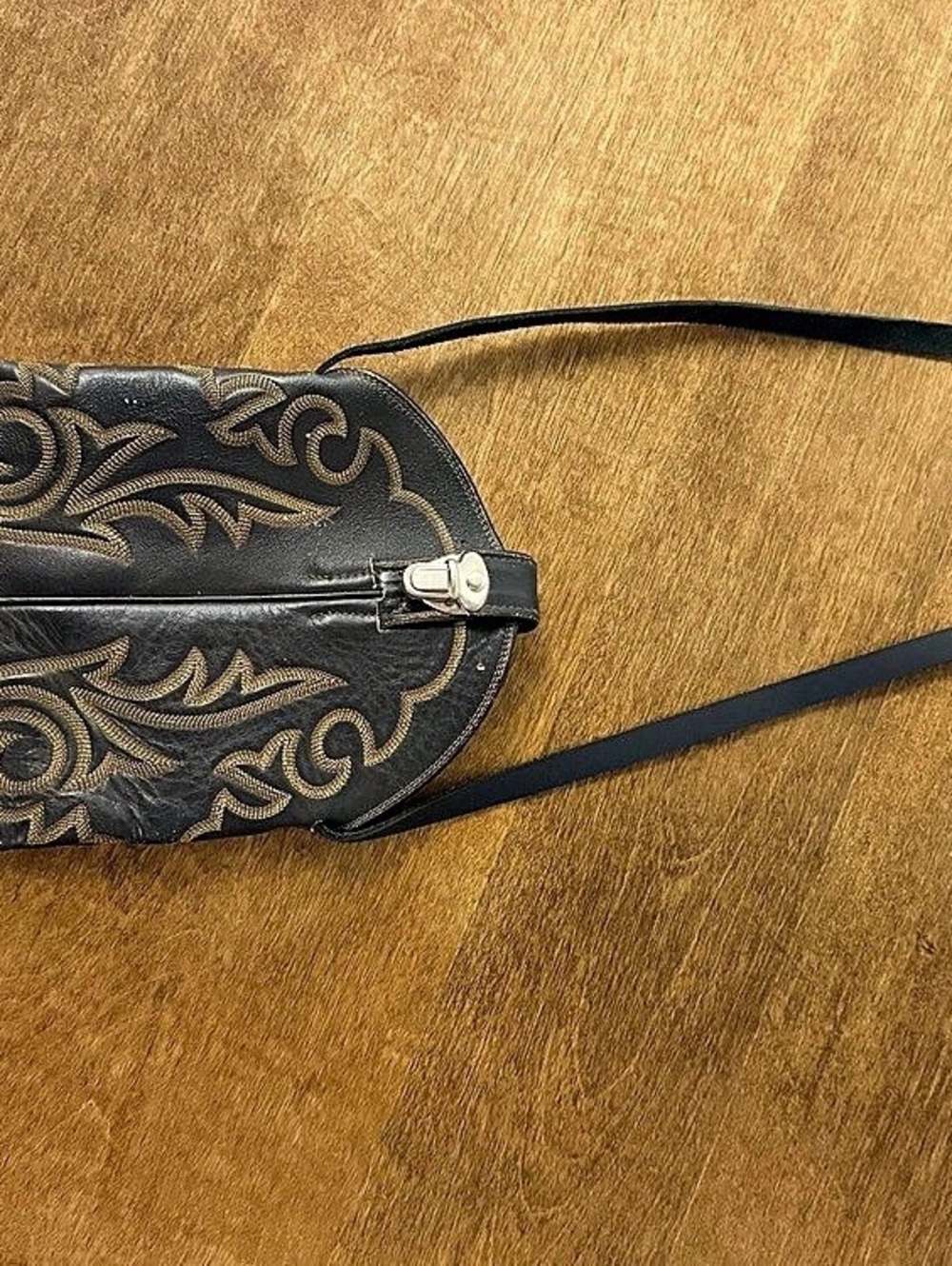 Fringed Paisley Crossbody Bag in Black & Brown